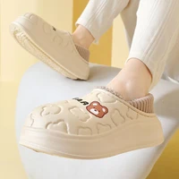 Waterproof Cotton Slippers for Women Men Winter Outdoor Indoor Home Plush Warm Thick Sole Anti slip Cotton Shoes for Couple 5