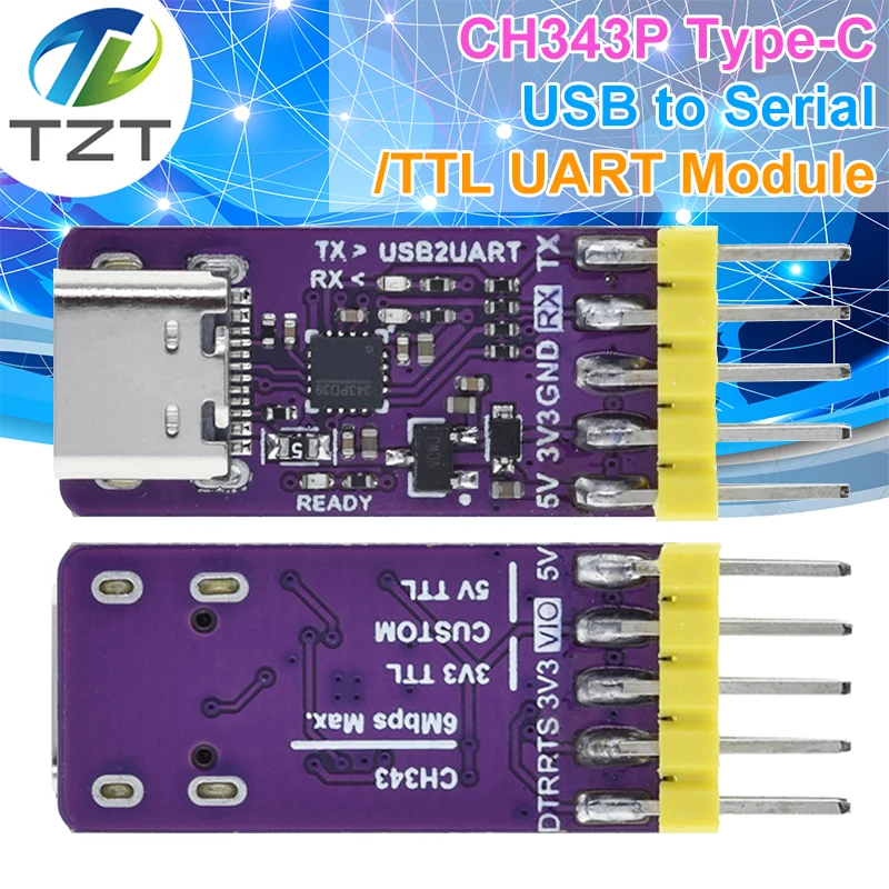 CH343P USB To Serial Port Module 6Mbps 5V3.3V TTL UART CH343 Debugging Burning And Downloading Type-C Switch Instead CH340