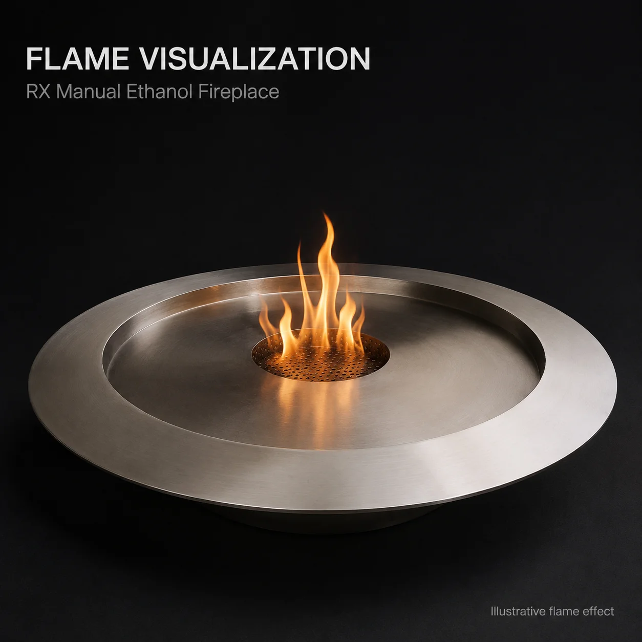 SXFireplace Round Stainless Steel Manual Bioethanol Burner Insert with Extinguishing Lid and Custom Size