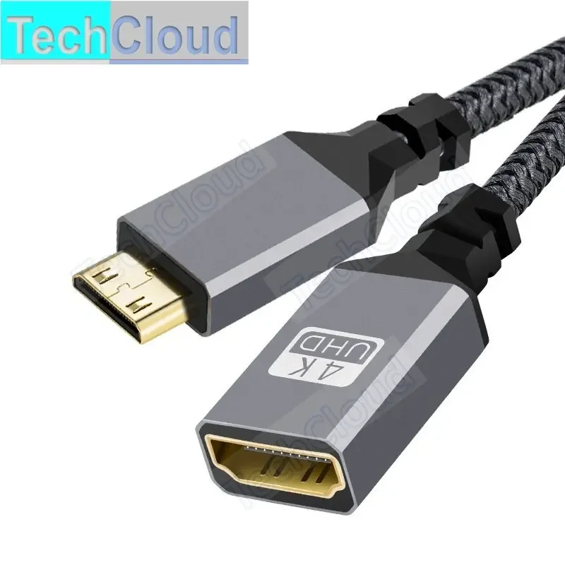 4K Mini hdmi to HDMI-compatible Female Elbow short cable.HD mini to standard Video Conversion, Used To Connect Camera