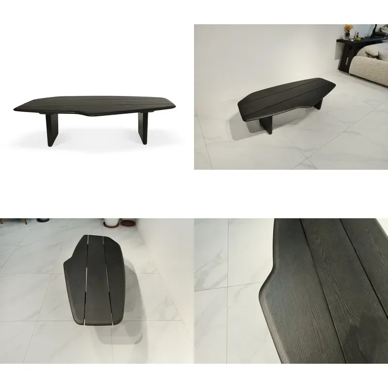 Hotel Office Restaurant Use Simple Irregular Shape Ash Solid Wood Nordic Wooden Coffee Table