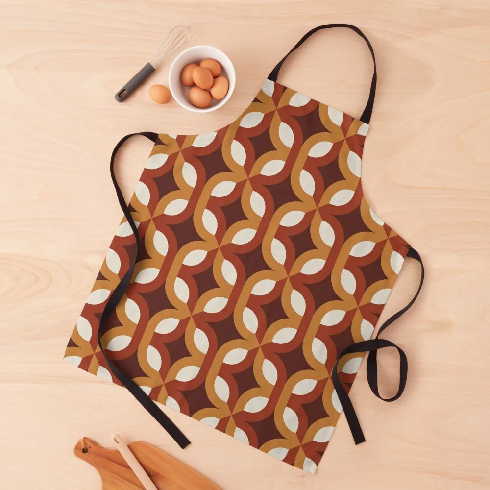 

Brown, Orange & Ivory Geometric Pattern Apron waterproof for women Kitchen Kawaii Accessories Kitchen For Men Apron