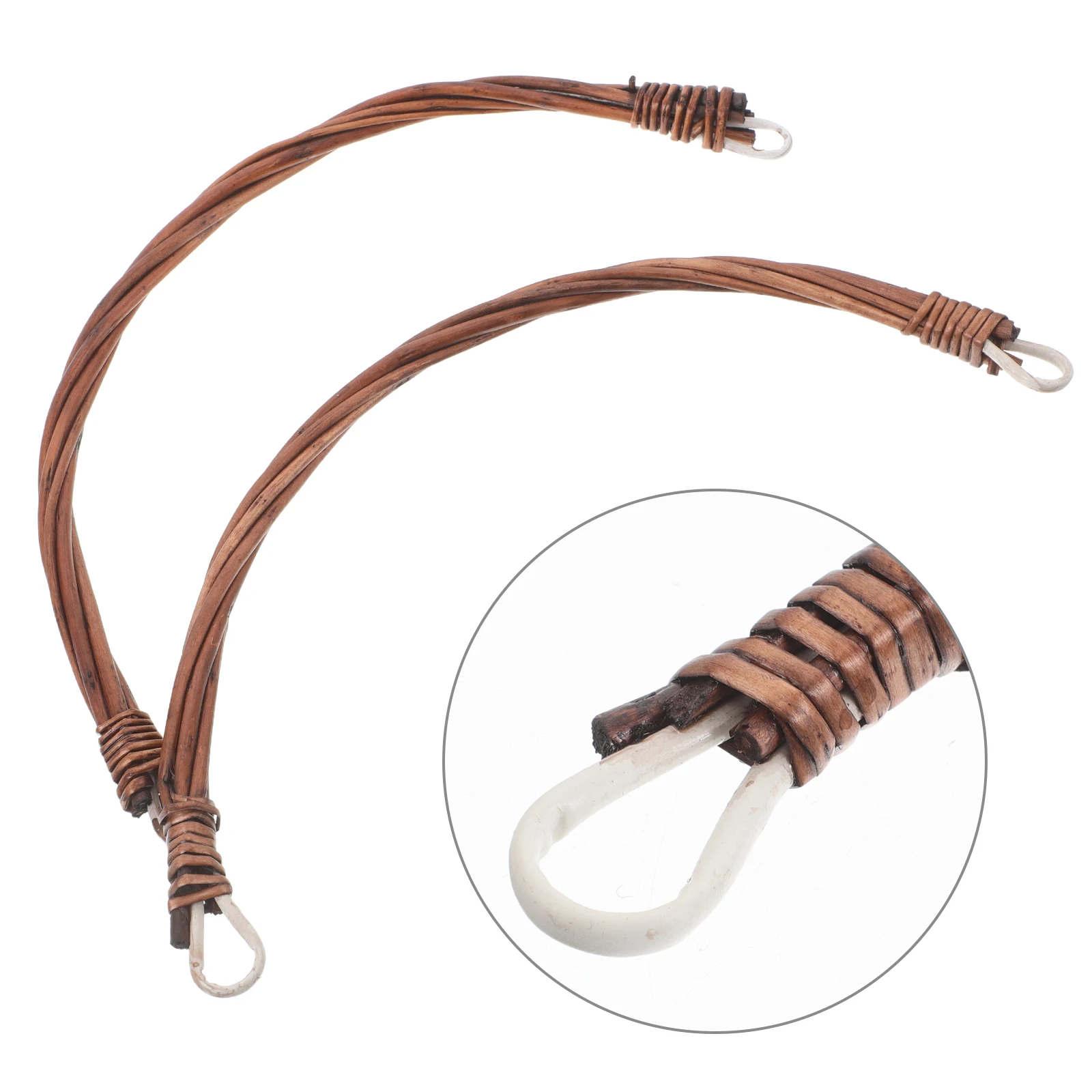 

2Pcs Rattan Handlebags Replacement for Picnic Basket Woven Basket Accessories Comfortable Installation