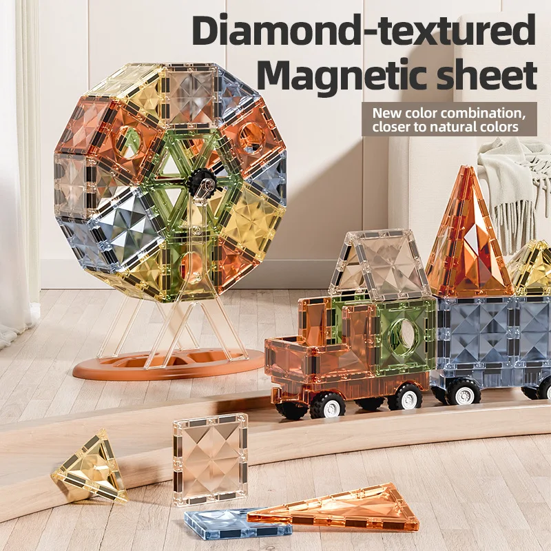 4D Diamond Face Color Window Magnetic Building Blocks DIY Building Set Children\'s Educational Montessori Educational Toys