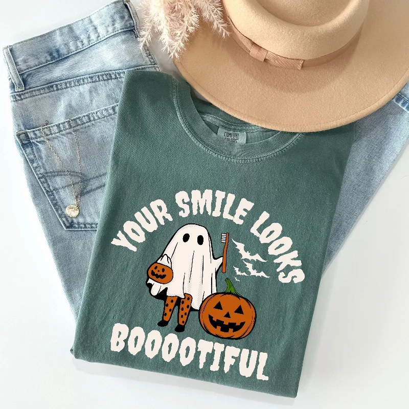 Comfort Colors Dentist Halloween T Shirt Pediatric Your Smile Looks Bootiful Dental Assisant Spooky Hygienist