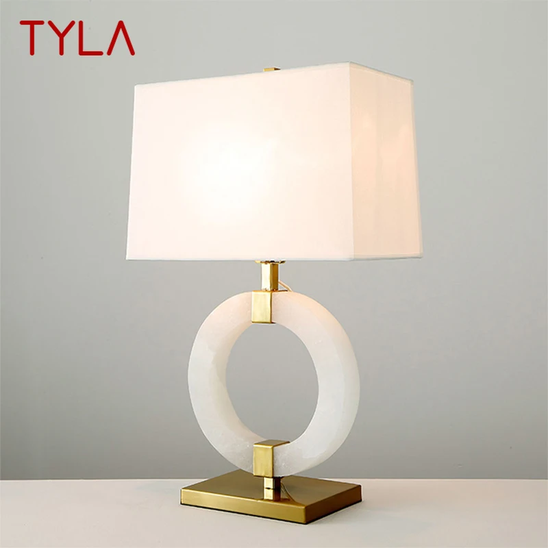 TYLA Modern Marble Table Lamp LED Creative Fashion White Simple Desk Light for Decor Home Living Room Bedroom Study