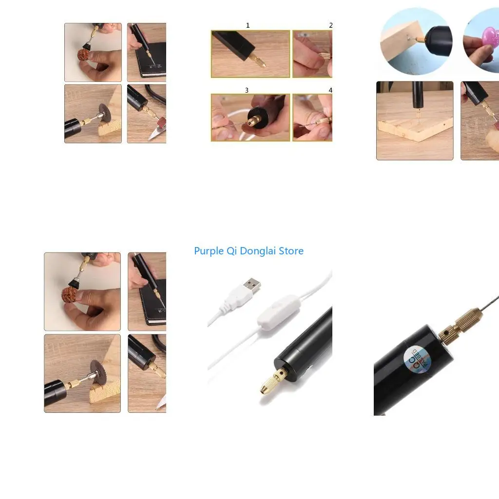 L21E DIY Micro Electric Aluminum Portable Handheld Drill Set Twist Drill Bits Rotated