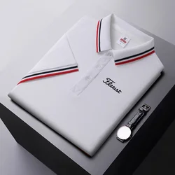 Men's High-Quality Golf Shirt Summer Trend Short Sleeved Top Street Style Quick Drying Business Casual Breathable Polo Shirt