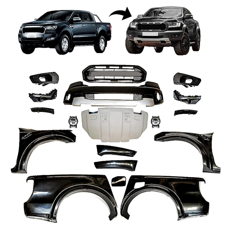 

Auto Car Front Bumper Grille Wide Face Facelift Conversion Body Kit Bodykit for Ford Ranger T7 T8 Upgrade To Raptor 2016-2019