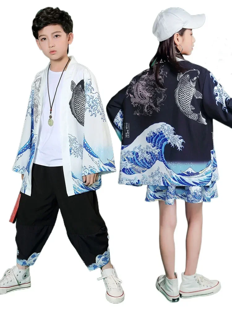 Children's Performance Costumes, Walking Kimono, China-Chic Style, Handsome Hiphop Hip Hop Set, Male and Female Summer