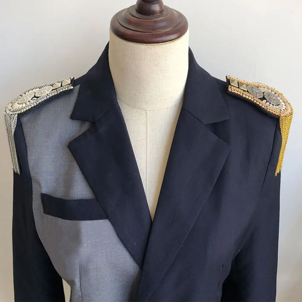DIY Clothes Decor Pin Tassel Chain Epaulettes Alloy Detachable Tassel Epaulet Metal Breastpin Jacket Vintage Brooch Women