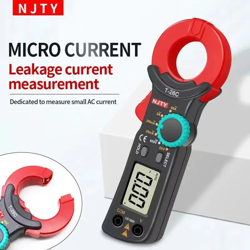 NJTY T-26C Professional Leakage Current Test Digital Clamp Meter 20mA~60A Leakage Detection precision current 0.01mA Auto Range