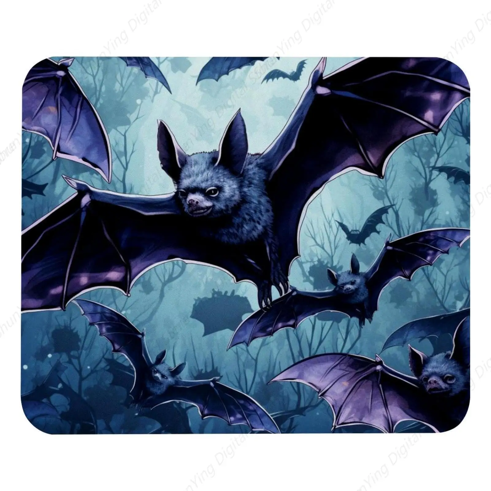 Tapis de souris en caoutchouc antidérapant, motif chauve-souris volante, pour Halloween, adapté aux jeux, bureau, ordinateur portable, facile à glisser, 25x30cm