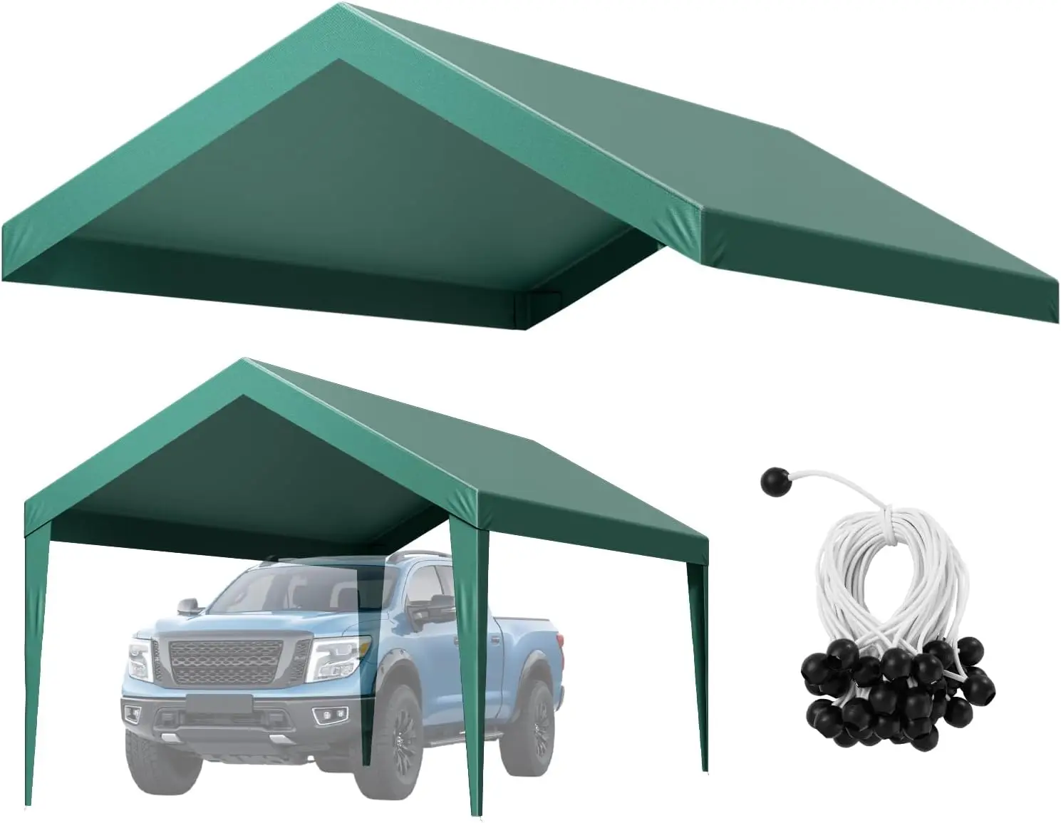 

Carport Replacement Canopy Cover, 10 x 20 ft Potable Garage Tent Top Tarp, UV-Resistant & Waterproof Car Shelter Tarp, Heavy