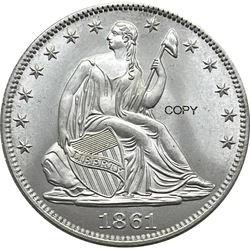 Confederate States of America Us 1861 1/2 Half Dollar Silver Plated Copy Commemorative Coin Ww2 Liberty Moneda Collectible Coins