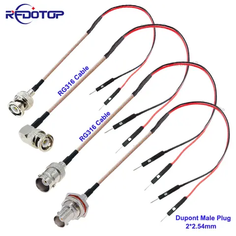 1PCS RG-316 BNC to DuPont Cable Q9 BNC Male / Female to 2 DuPont 2.54mm Male Plug Test Line RG316 Extension Jumper 10CM-20M