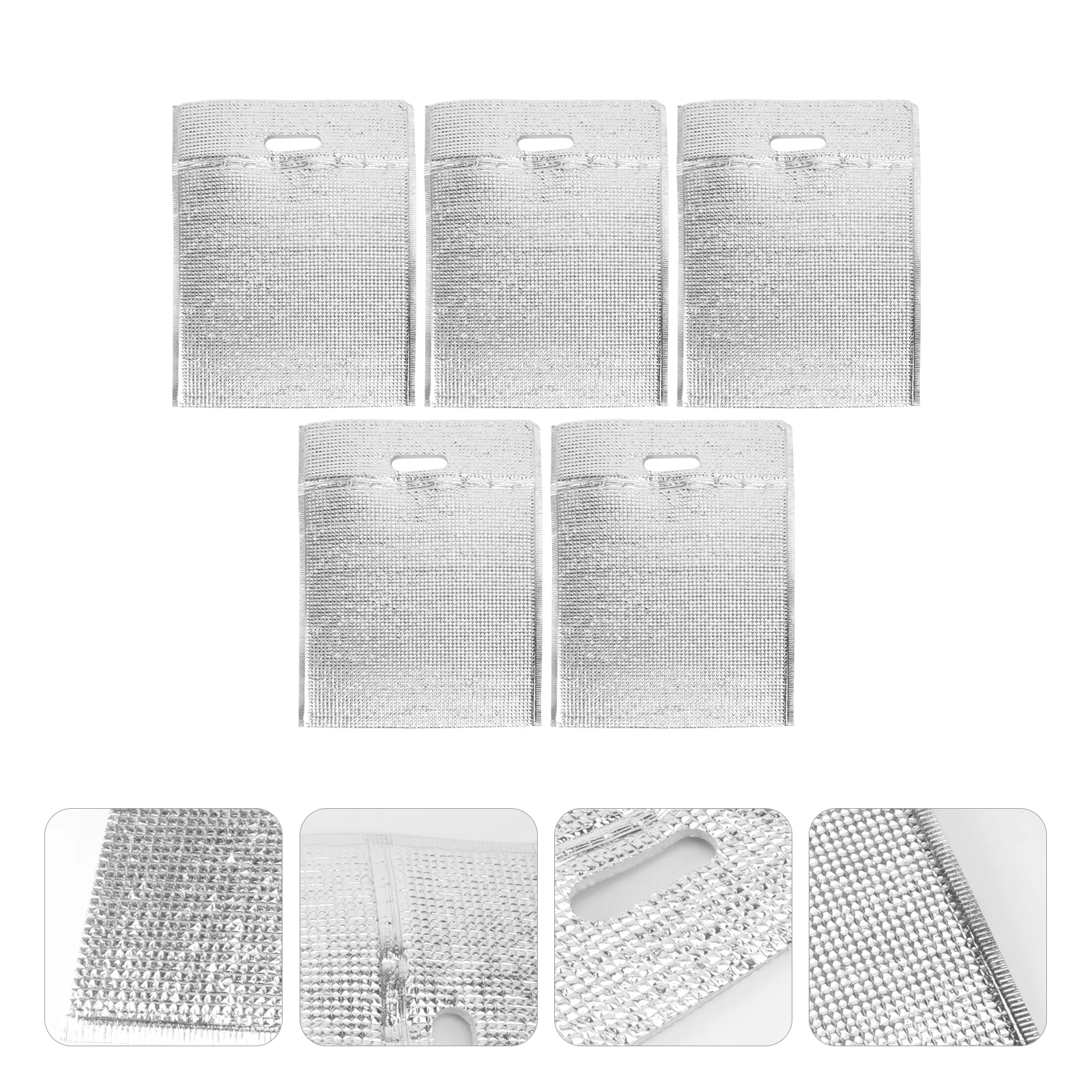 

5pcs Insulation Bag 30X40 Silver Lightweight Thermal Lunch Pouch For Food Storage Heat Preservation Tote Bag Home Cafe