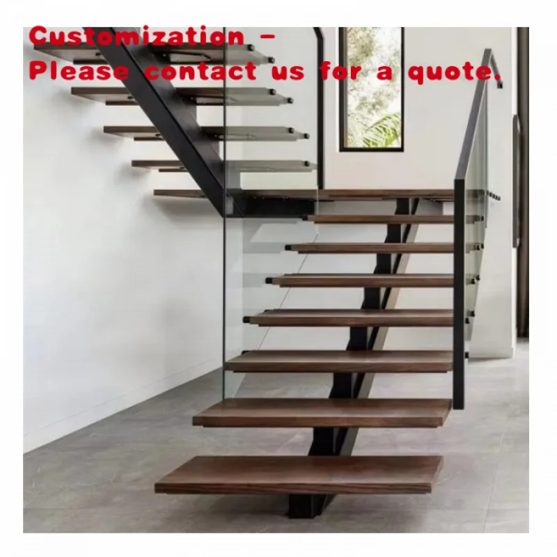 custom.2026 China Suppliers Prefabricated Modern Luxury Indoor Metal Stairs Customized Mono Stringer U Shape Straight Staircase