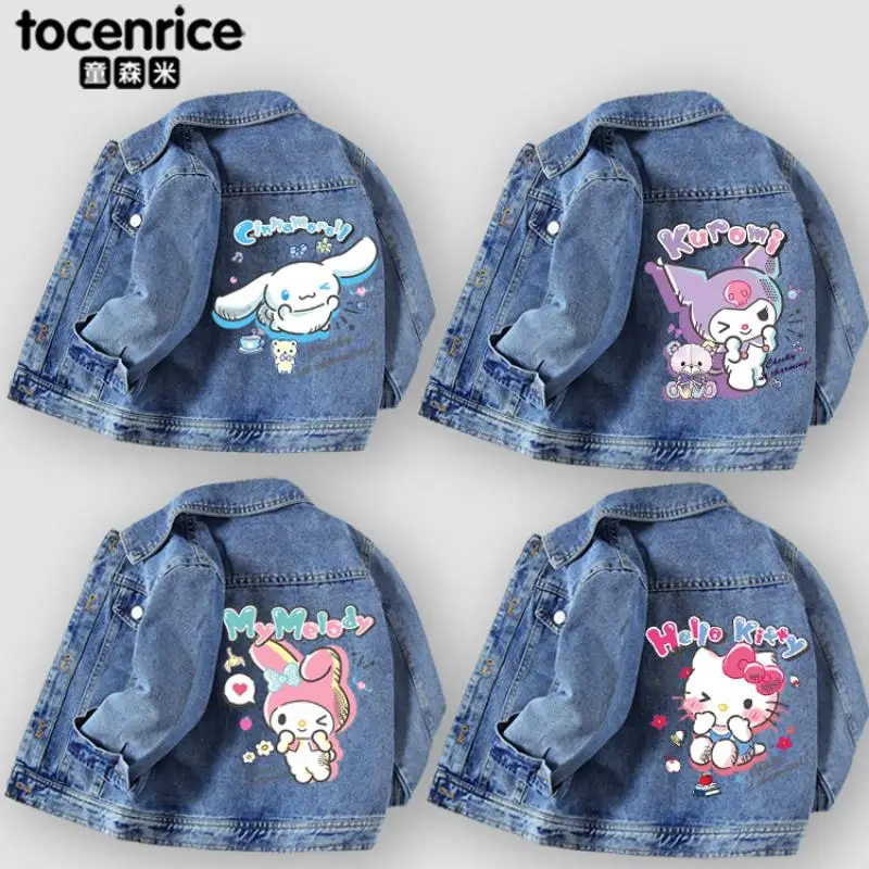 

Sanrio, новый стиль, джинсовая куртка Kuromi, модная куртка My Melody, весенне-осенняя одежда для девочек, детская универсальная модная куртка