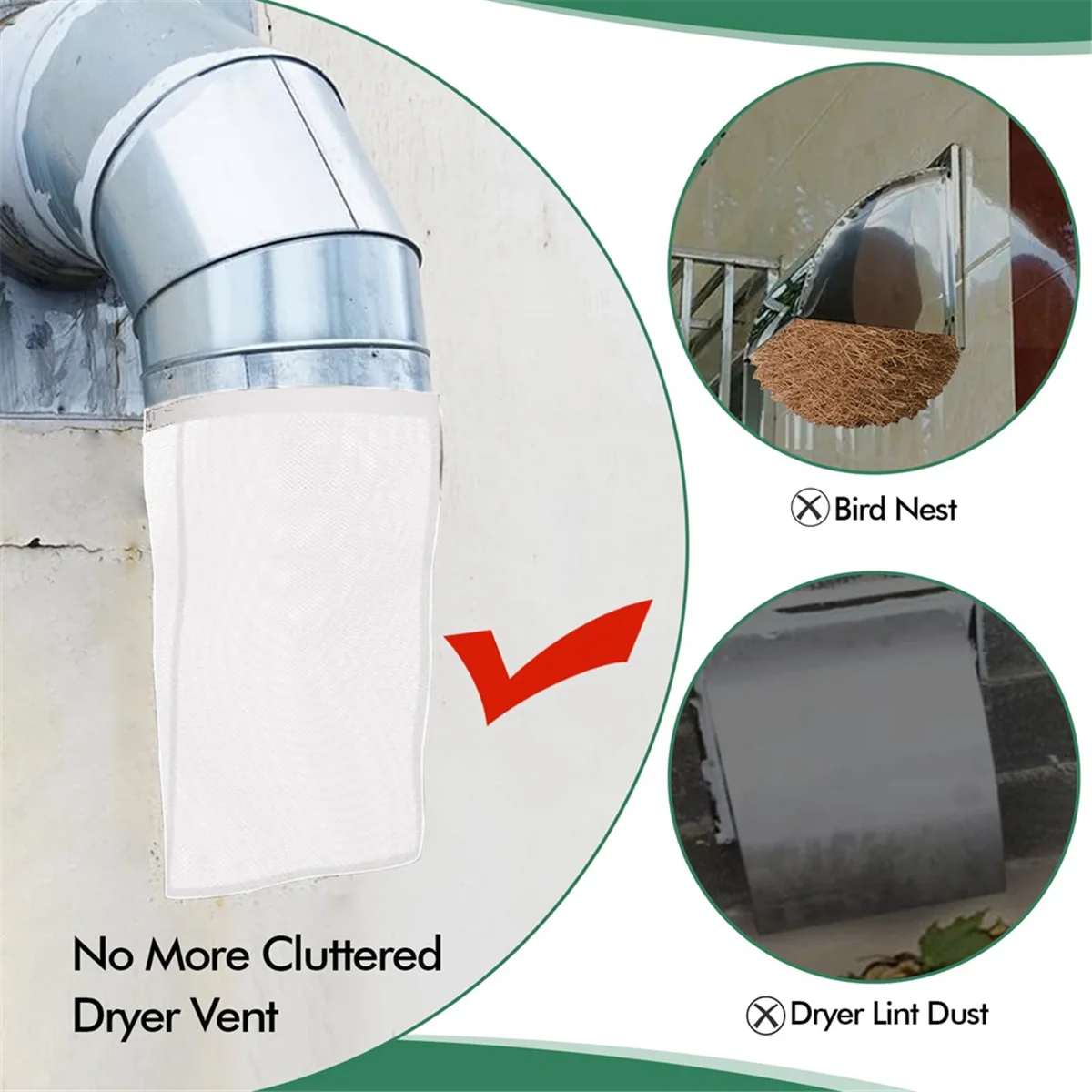 

Vent Filter Bags 4Pack Dryer Vent Lint Bags Lint Traps Lint Dust Bag for Outdoor Dryer Vents Capturing Lint and Dust White