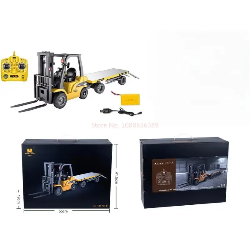 Huina 1576 1:10 محاكاة صوت كبير وخفيف رافعة شوكية شاحنة مسطحة مزيج الكهربائية التحكم عن بعد لودر أطفال بالريموت كنترول #5