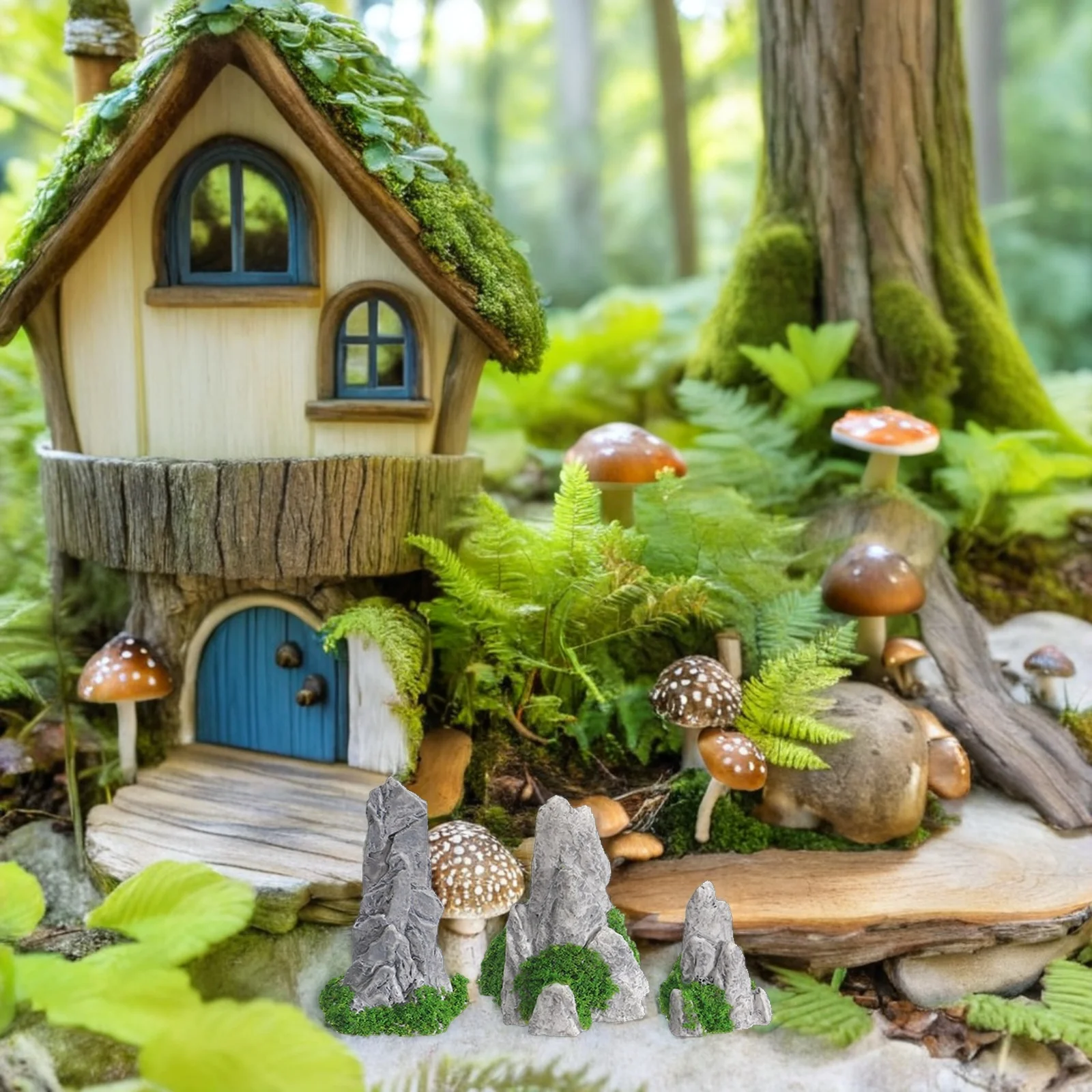 

15Pcs Miniature Resin Rockery Decor Natural Elements Tranquil Environment DIY Home Bonsai Office Desk Micro Landscape