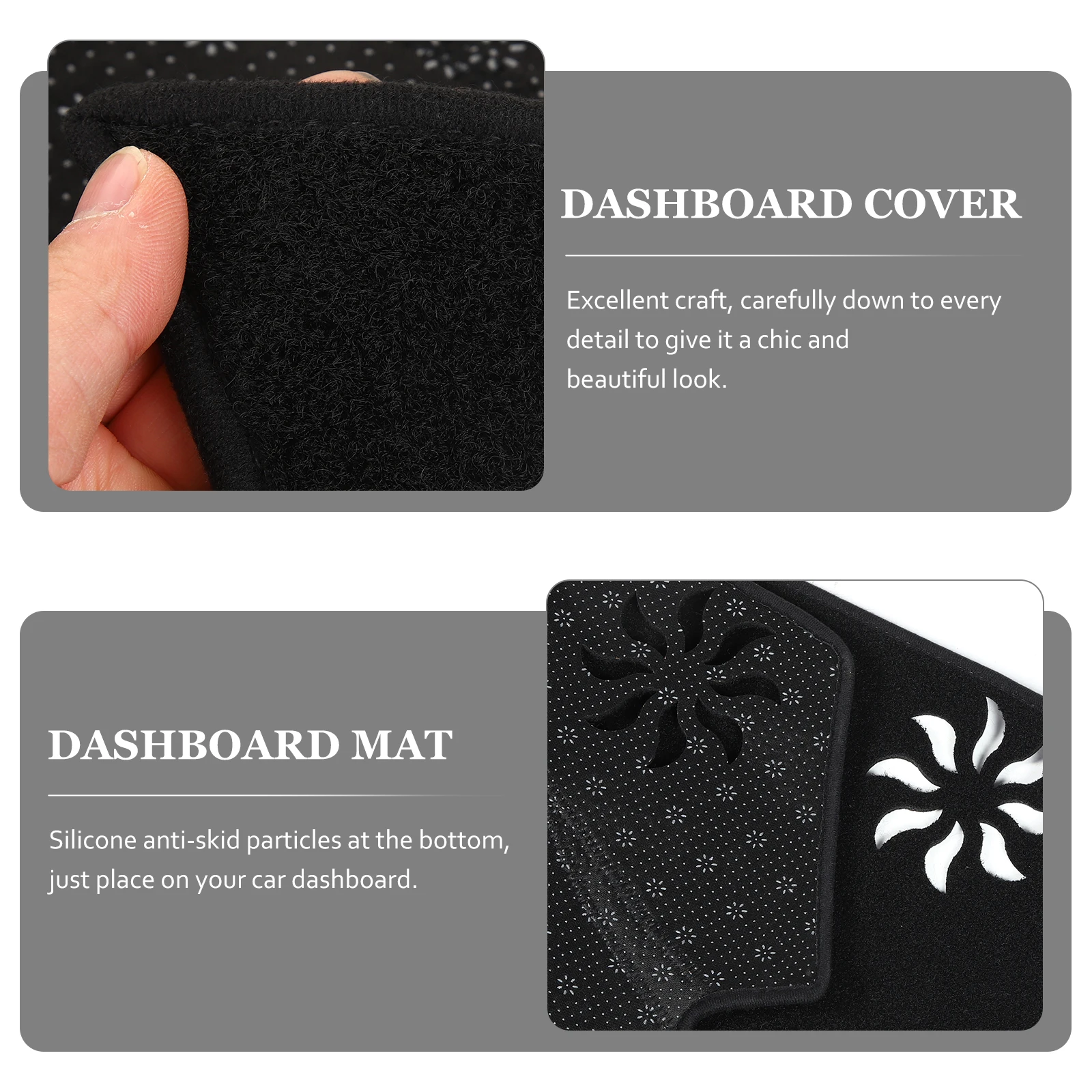 

Dashboard Sunshade Cover Non-slip Black Polyester Mat Left Drive Pre-cut Vents Speaker Cover Car Accessories
