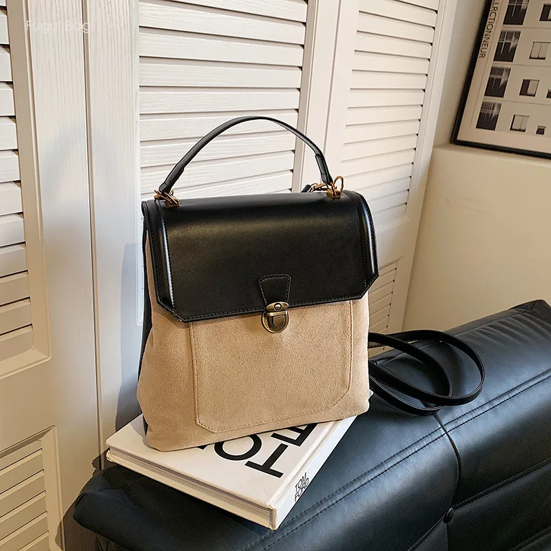 Bolso de mano de alta gama para mujer, bandolera de ante, Retro, Simple y elegante, nuevo