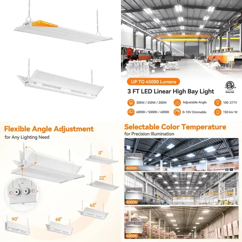 for  ComiLED 2ft 3ft Linear LED High Shelf Light  Power Adjustable Chain Chandelier  Warehouses and Stores