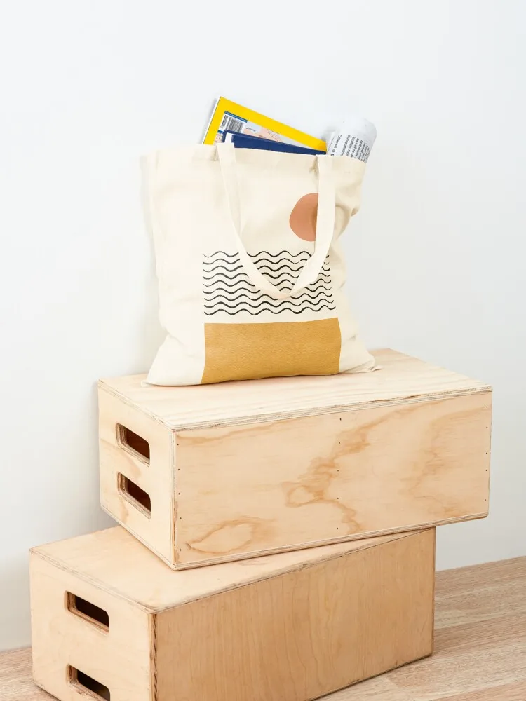 حقيبة حمل برسومات الشاطئ من Sun Wave Beach، حقيبة كبيرة للنساء، حقائب تسوق مخصصة قابلة لإعادة الاستخدام، حقائب تسوق