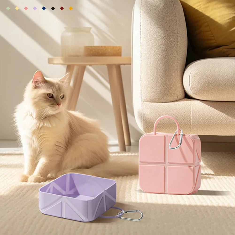 2-Pack Pink Portable Silicone Pet Travel Bowl - Foldable Outdoor Water & Food Dish for Dogs & Cats - Eco-Friendly, Lightweight & Durable with Aluminum Carabiner for Walking, Hiking & Camping
