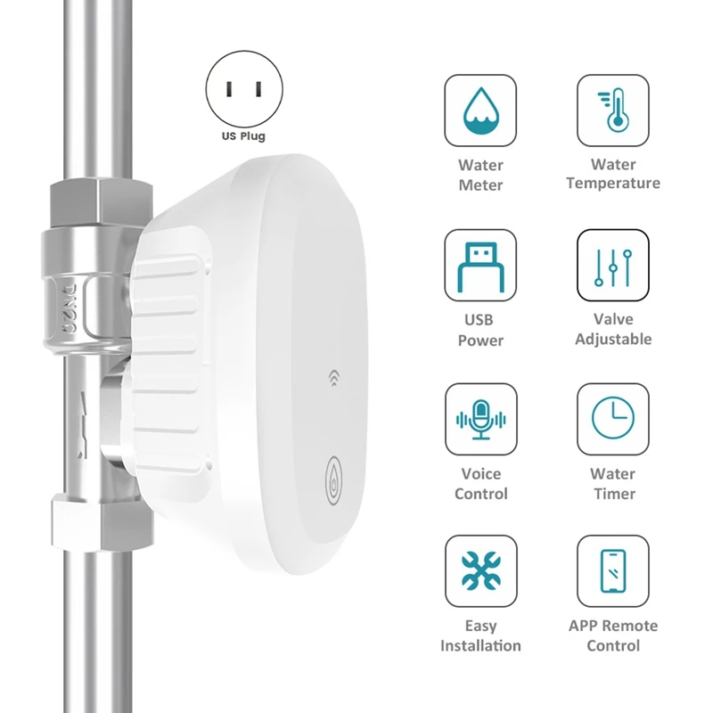 Tuya Smart Wifi Water Valve Water Meter Water Flow Rate Water Temperature Display Controller Smart APP Control