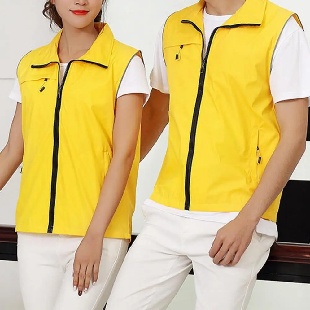 Volunteer Uniform summer Men Vest Bright Color Sleeveless Lapel Zipper Community Work Coat Waistcoat Women Work Clothes Uniforms