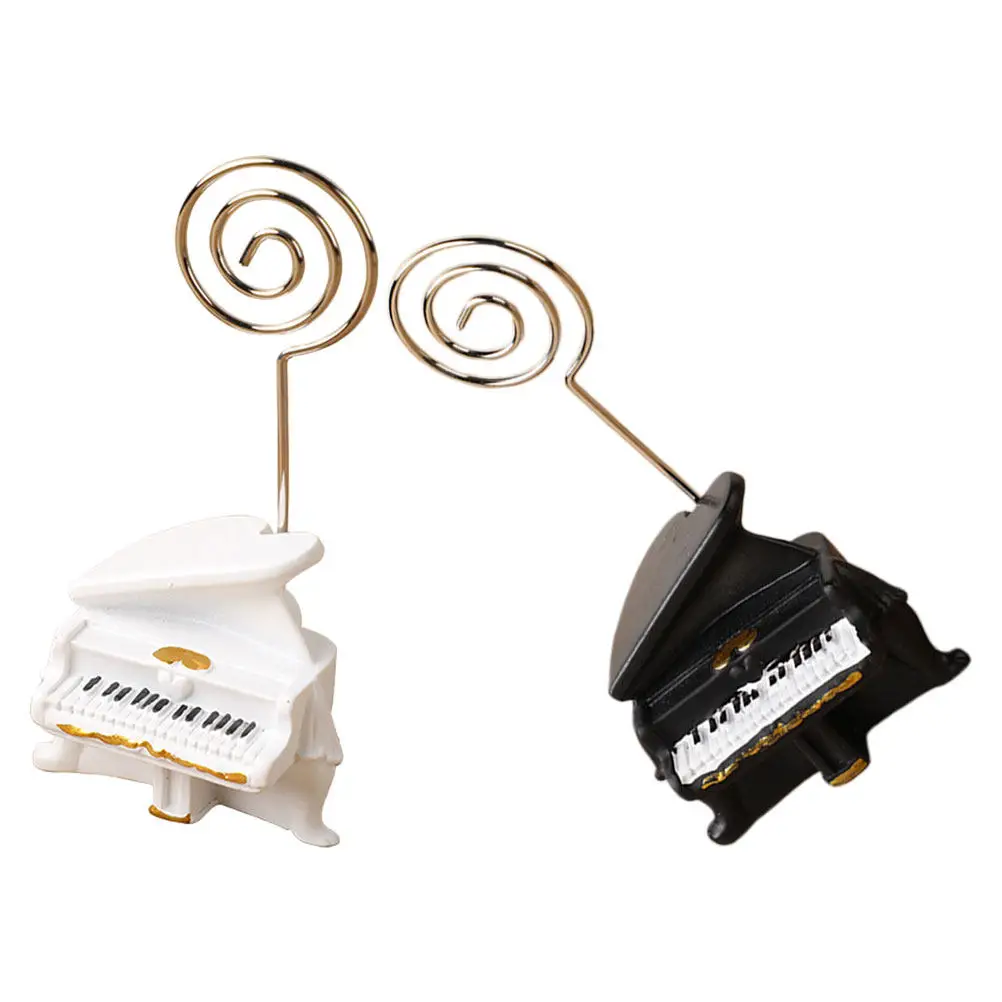 2Pcs Piano Style Resin and Iron Clip Holder for Desk Notes Cards Photos Business Memos Table Number Display Music Theme