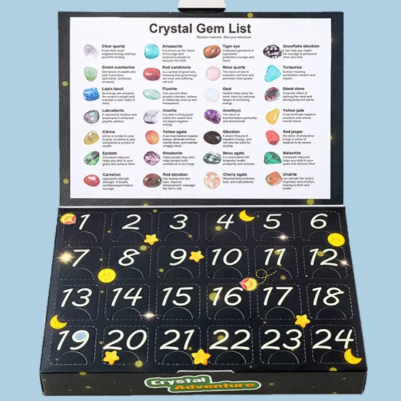 24 شبكة عينة معدنية من الكريستال الطبيعي تقويم القدوم صندوق مفاجأة عيد الميلاد للأطفال مجموعة هدايا الحفلات الممتعة #6