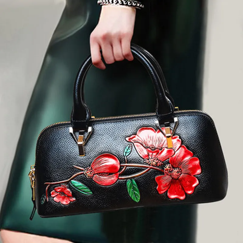 Genuine Leather Handbag for Women New Fashion Temperament Small Handbag Shoulder Messenger Bag Dress and Cheongsam Banquet Bag