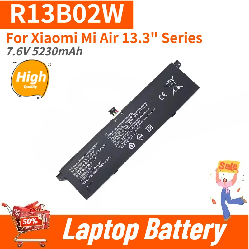 Brand New High Quality R13B01W R13B02W 7.6V 5230mAh Laptop Battery For Xiaomi Mi Air 13.3