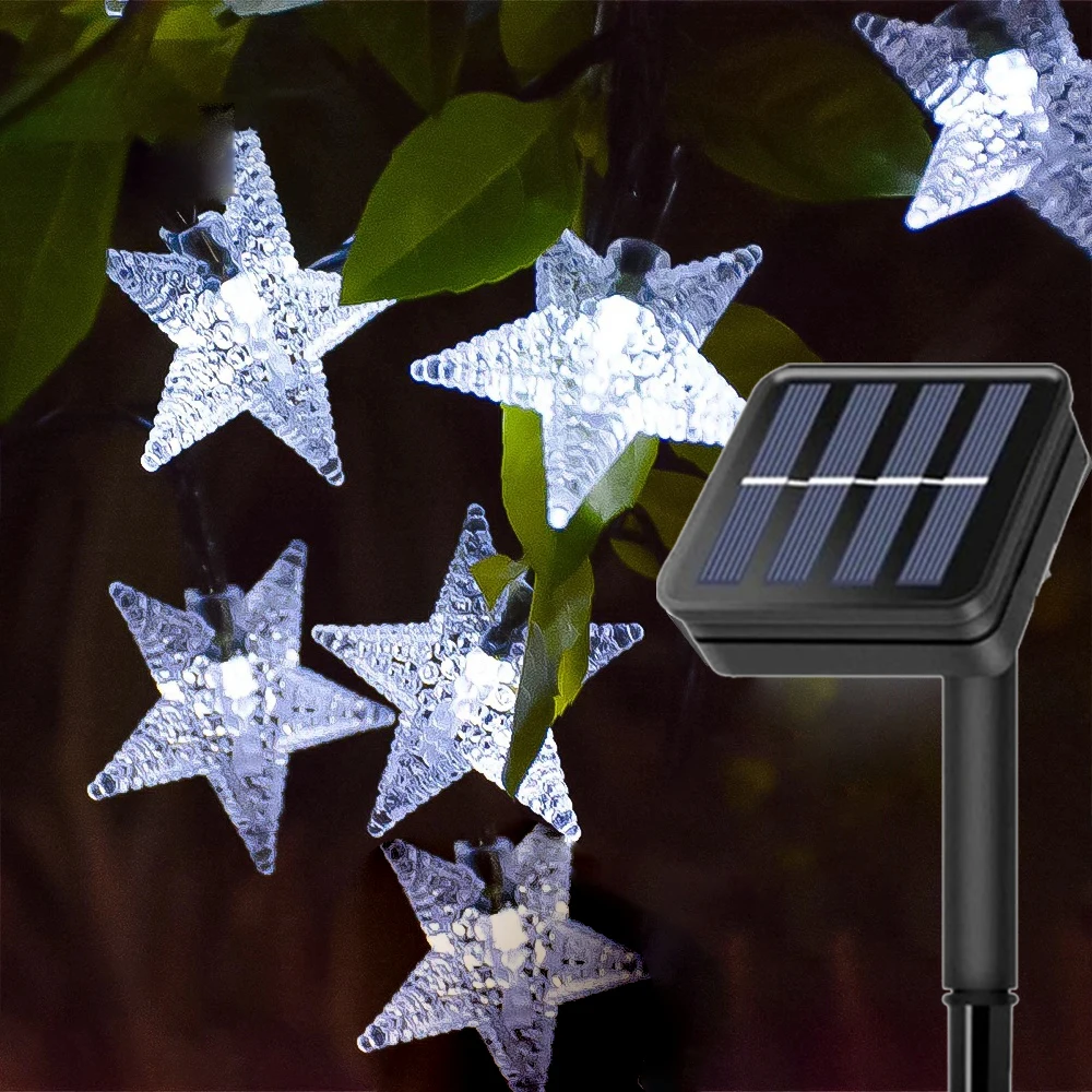 LED Outdoor Solar Star String Light Christmas Garlands Solar LED Fairy Lights Garden Wedding Party Decorations for Home Garden