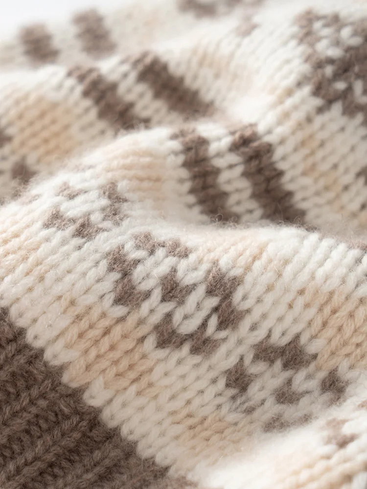 新作 レディース 100%カシミヤ帽子 秋冬 フェアアイル ジャカード帽子 ソフトで暖かいプルオーバーキャップ カジュアル シンプルスタイル カシミヤ帽子 トップス