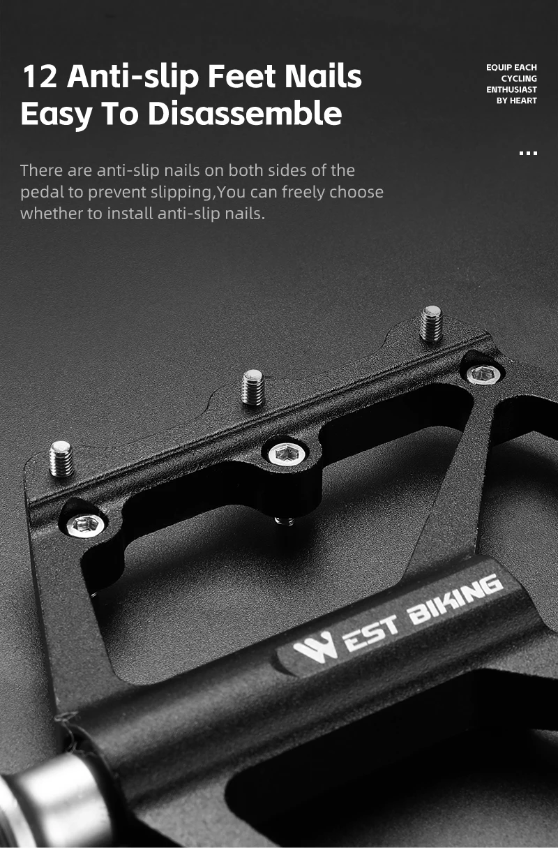 WEST BIKING Ultraleichtes Fahrradpedal 3 Lager Aluminiumlegierung Breites Fahrradpedal Rutschfestes MTB Rennrad-Pedal Fahrradzubehör – Detail 8