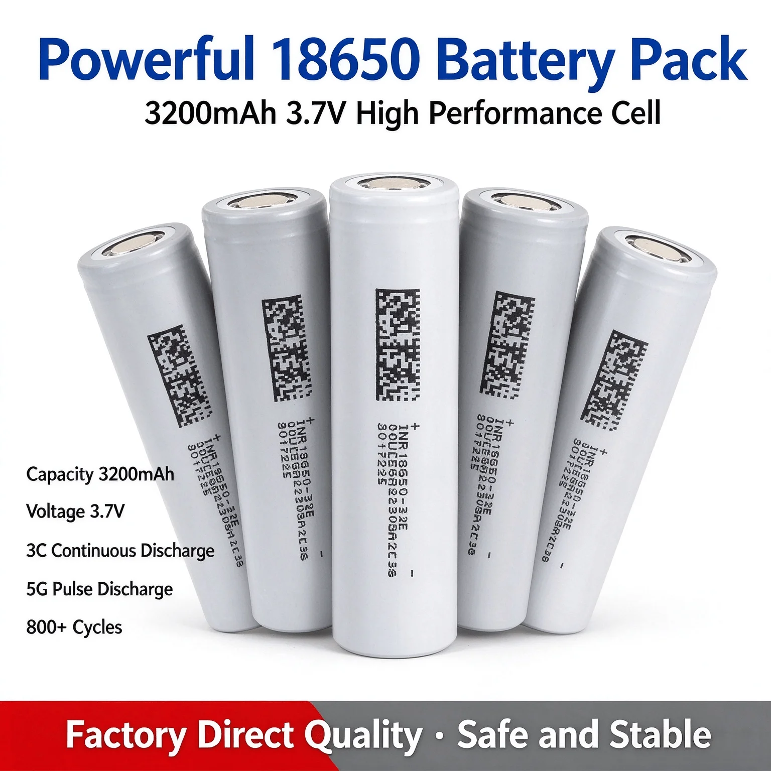 18650 Battery 3200mAh 3.7V 4-28pcs High Power High Energy Density Stable Performance Long Cycle Life Rechargeable Cell