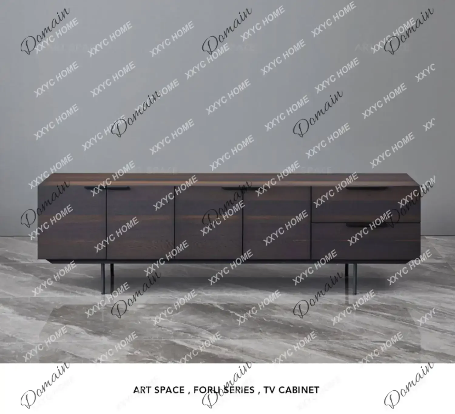 RPS A modern simple living room TV cabinet, minimalist smoked solid wood floor cabinet H