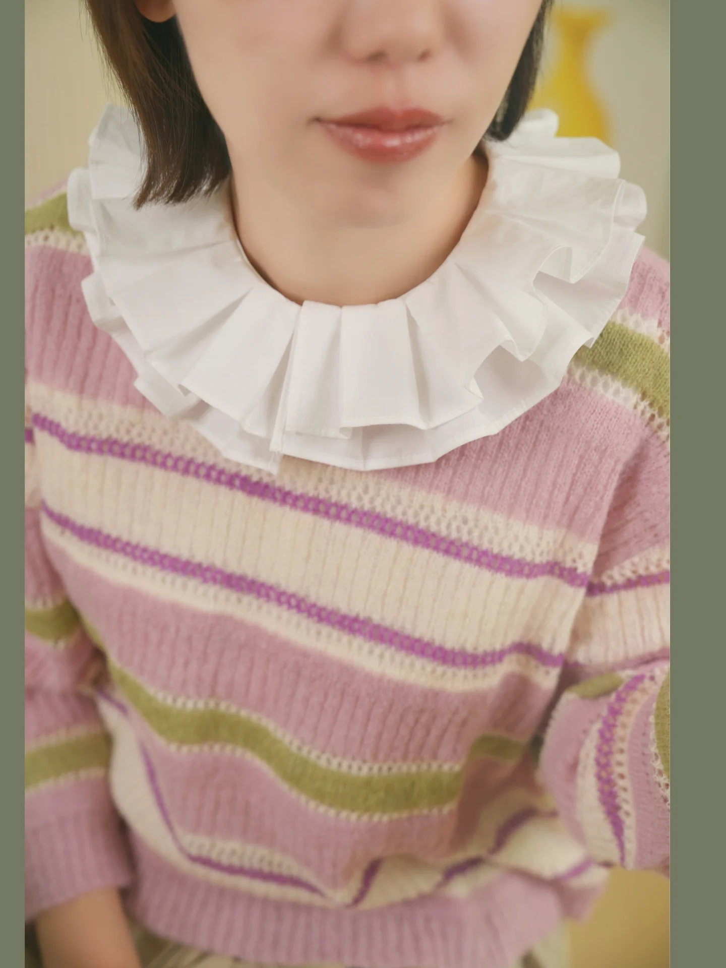 slimming-effect-pure-cotton-stand-collar-fake-collar-inner-wear-casual-sle-stripe-pattern-summer-autumn-winter-season