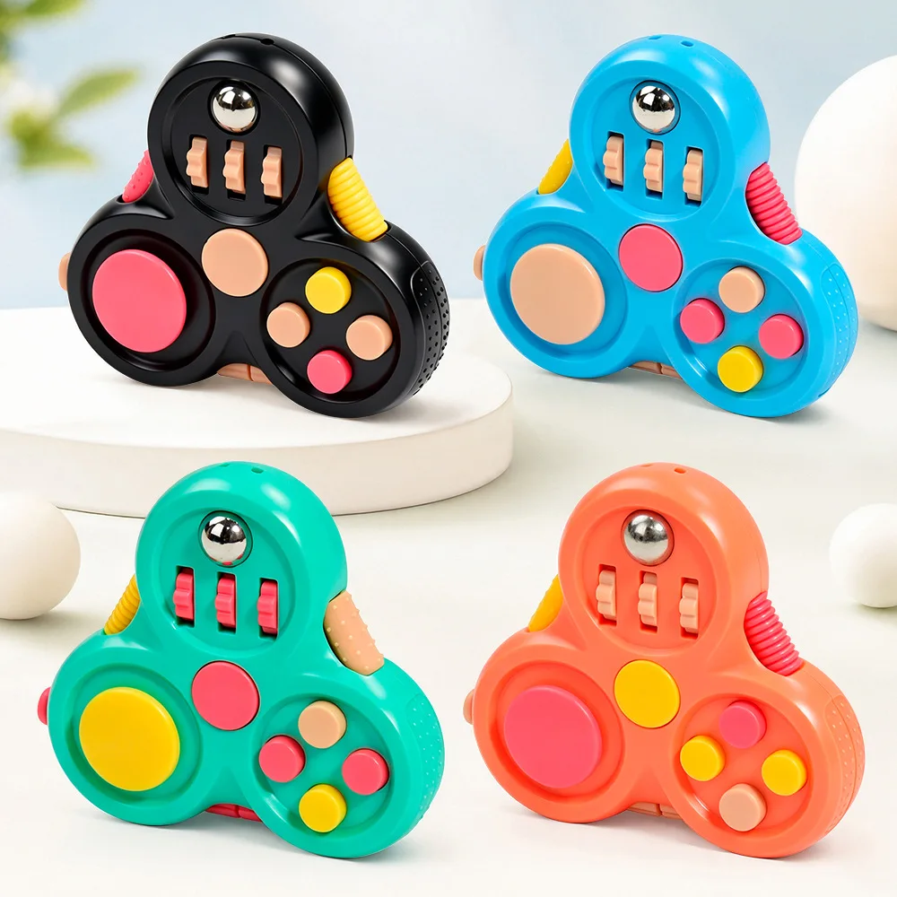 Multifunctional Fidget Spinner with Buttons Rollers Stress Relief Handheld Sensory Toy for Kids Adults Anxiety Focus ADHD Autism