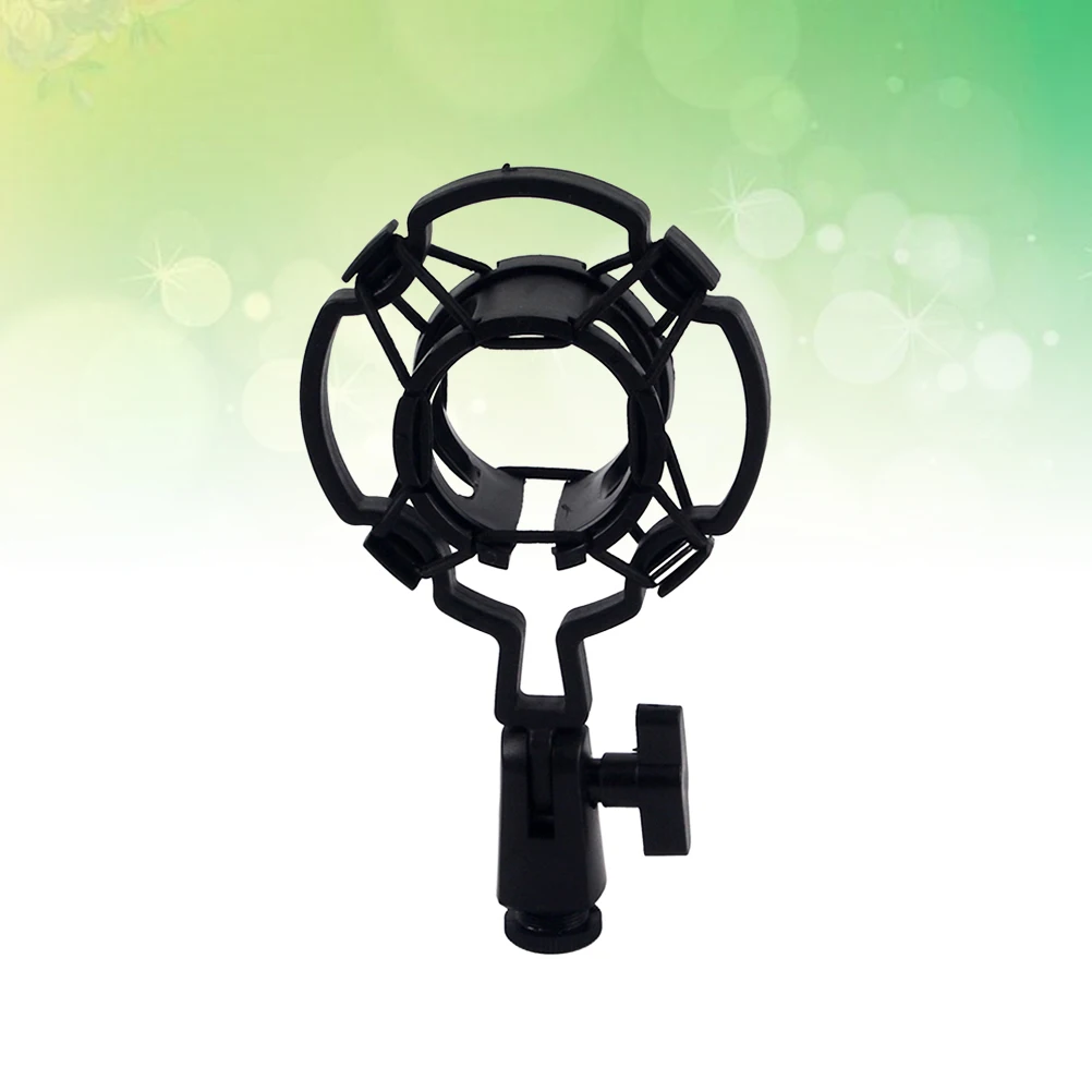 Universal Black Plastic Condenser Microphone Mount Holder with Adjustable Angle Locking Knob for Studio Recording