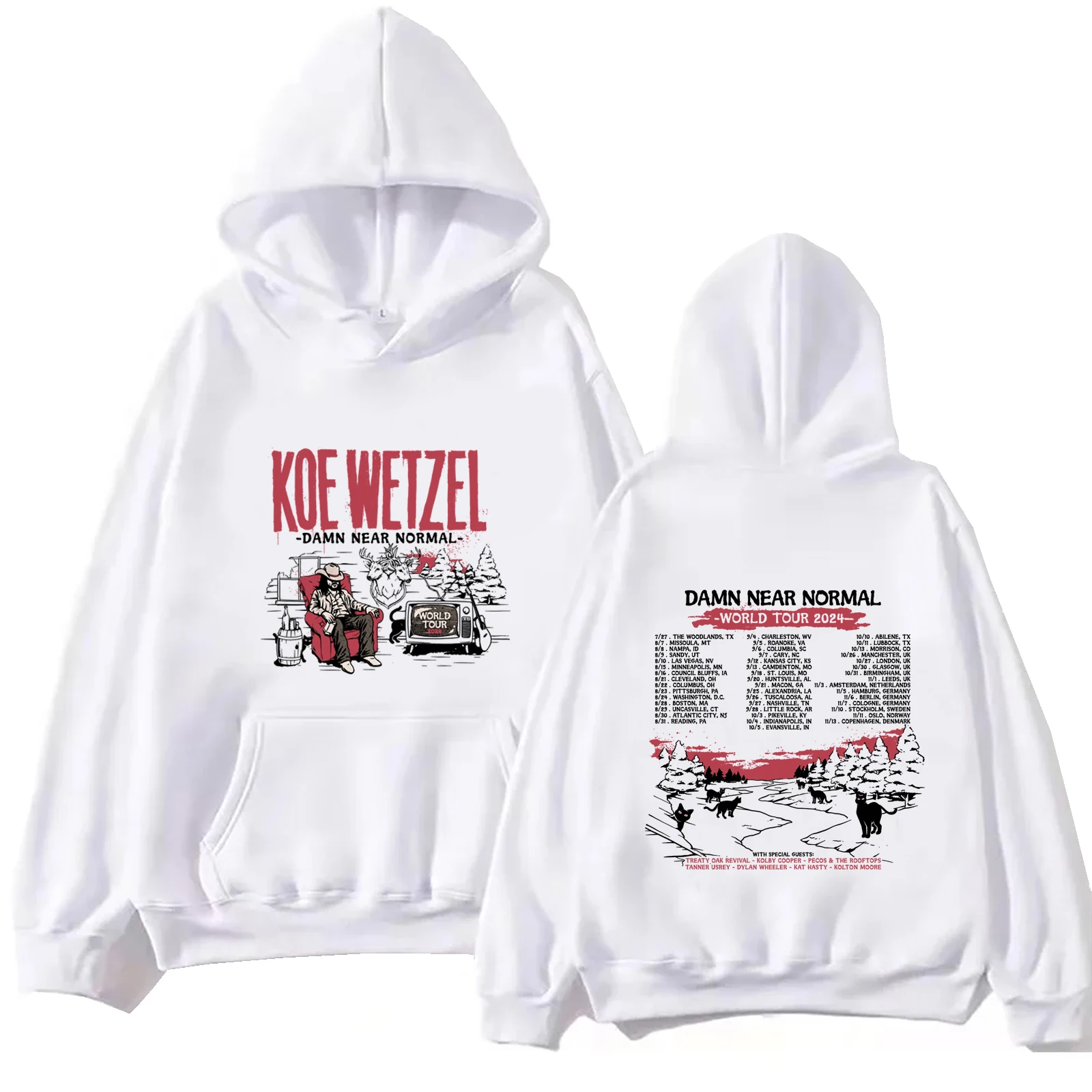 

Koe Wetzel Damn Near Normal Tour 2024 Music Fans Gift Hoodie Women and Man Printing Long Sleeve Casual Spring and Summer