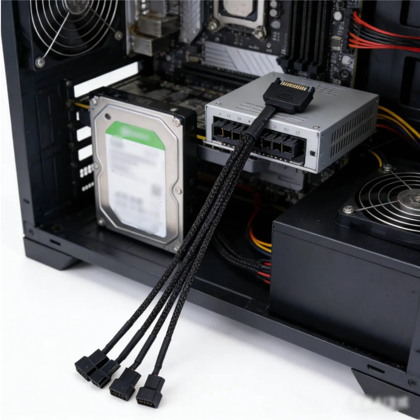 Serial ATA Fan Splitter Cable Reduces Motherboard Load Serial ATA to 4 Pin Fan