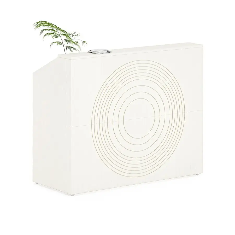 مكتب استقبال 47 بوصة مع عداد، طاولة غرفة استقبال مكتب أمامي أبيض، طاولة بيع بالتجزئة للخروج، مكتب ترحيب حديث لـ