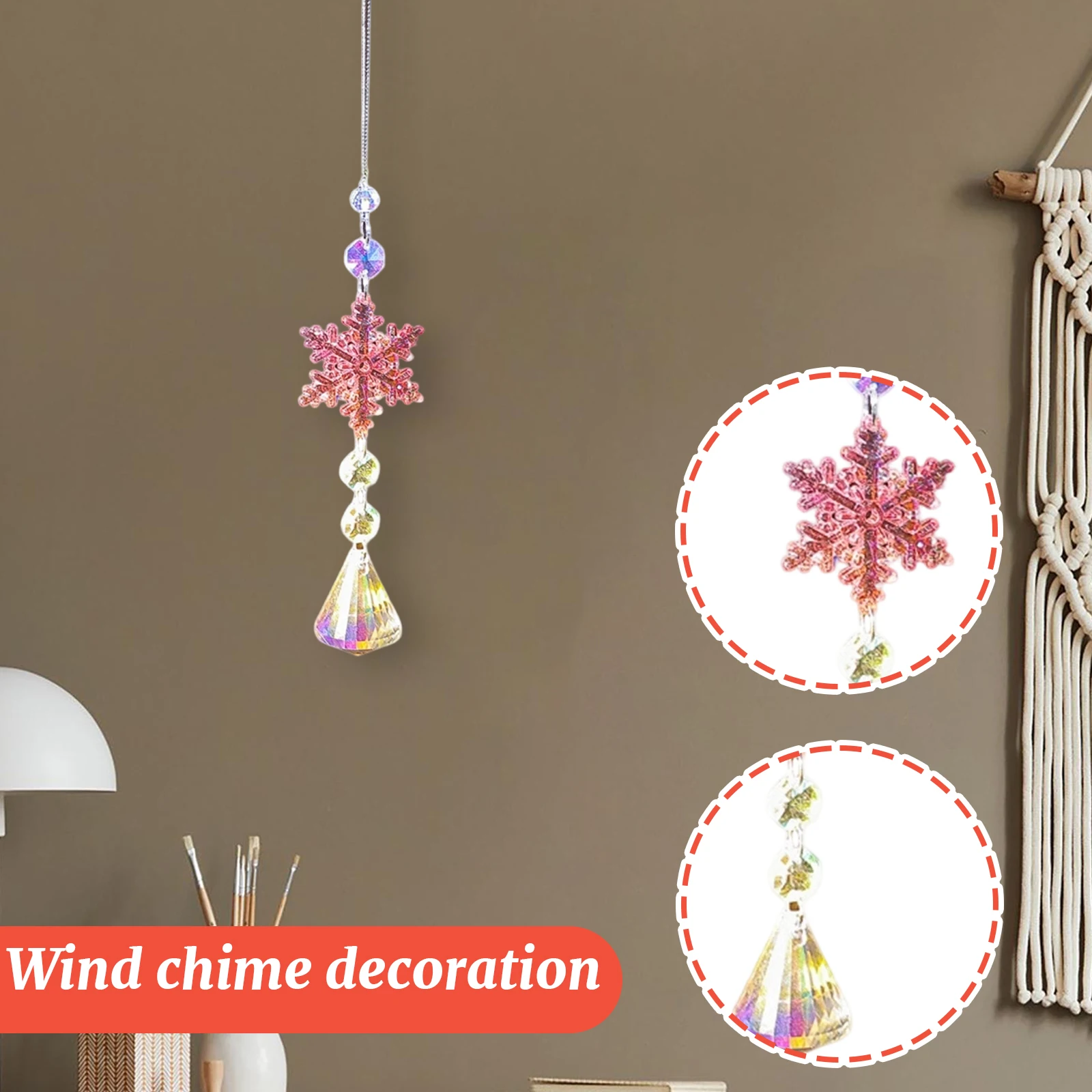 Wind Chime Colorful Sun Catcher Solar Crystal Light and Rainbow Hanging Ornament Children's Room Decoration Holiday Gifts