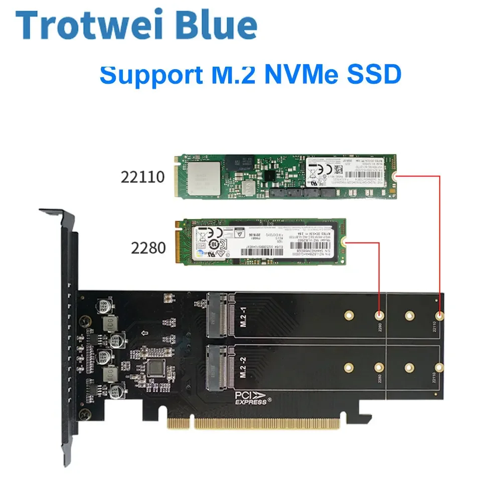 PCIe To M2 Adapter Card, PCIE X16 4 Port M2 NVME M Key SSD Add on Card M.2 PCI Express X16 Adapter VROC RAID Expansion Card Chia